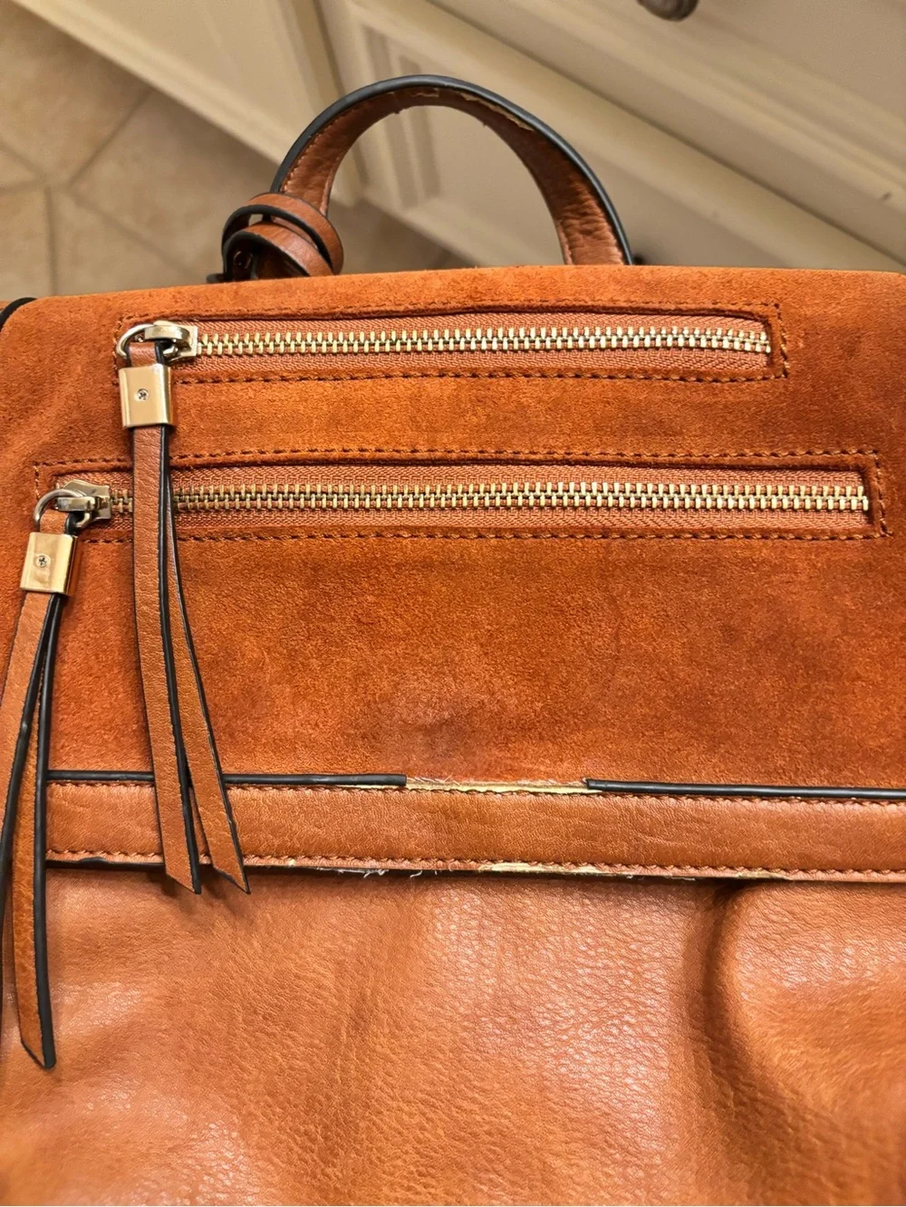 Sole Society Cognac Leather Backpack Tote